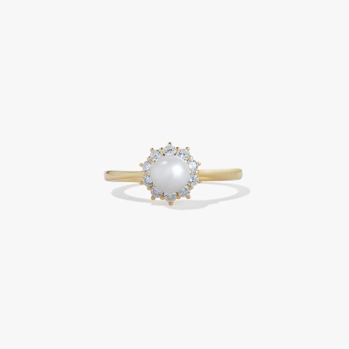 Mya Pearl Ring with Halo