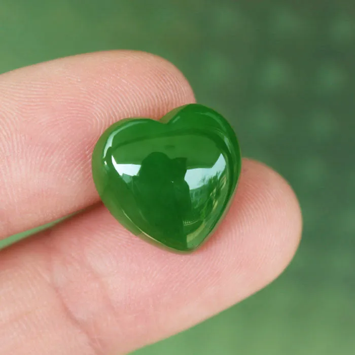 Natural Jade Heart Shape Green Nephrite Cab WBD111