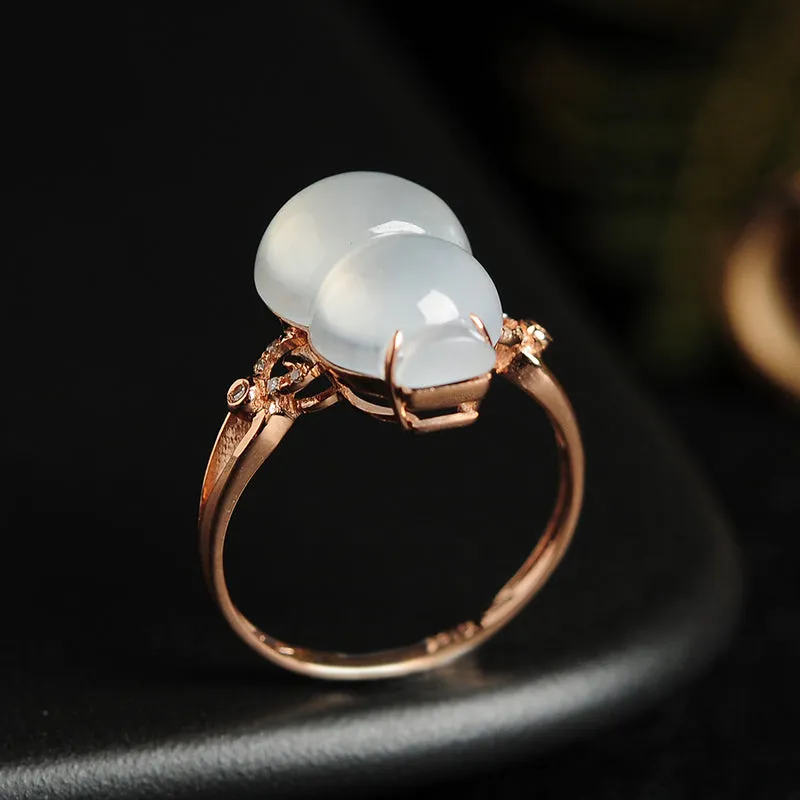 Natural Jade Ring Jadeite Gold Gourd Ring RG74