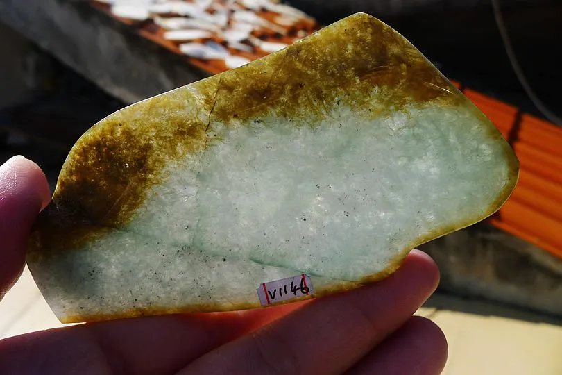 Natural Jade Rough Jadeite Raw (83g,10.2X5.3X0.6cm)