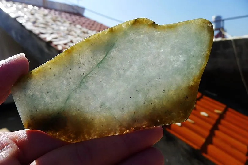 Natural Jade Rough Jadeite Raw (83g,10.2X5.3X0.6cm)