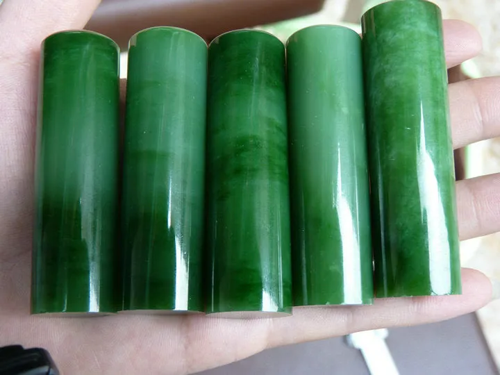 Natural Siberian Jade Russia nephrite Jade Rough Five Pieces High-end Collection(55g, 6.5X1.9X1.9cm)