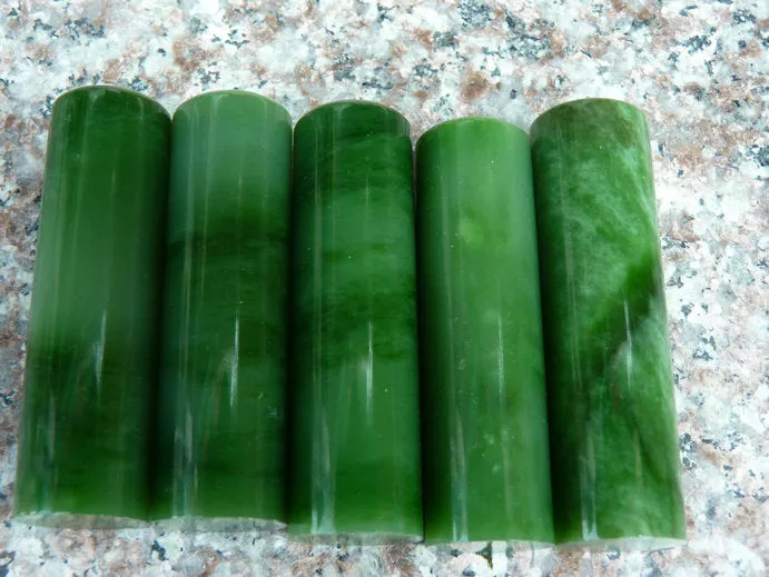 Natural Siberian Jade Russia nephrite Jade Rough Five Pieces High-end Collection(55g, 6.5X1.9X1.9cm)