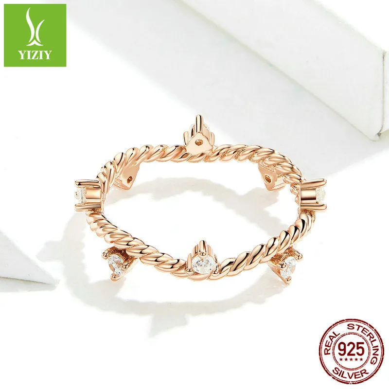 New Love S925 Sterling Silver Ring Women's Fashion Plated Rose Gold Europe and America Ring