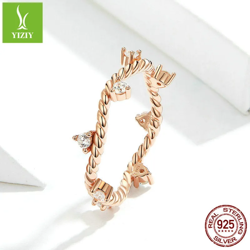 New Love S925 Sterling Silver Ring Women's Fashion Plated Rose Gold Europe and America Ring