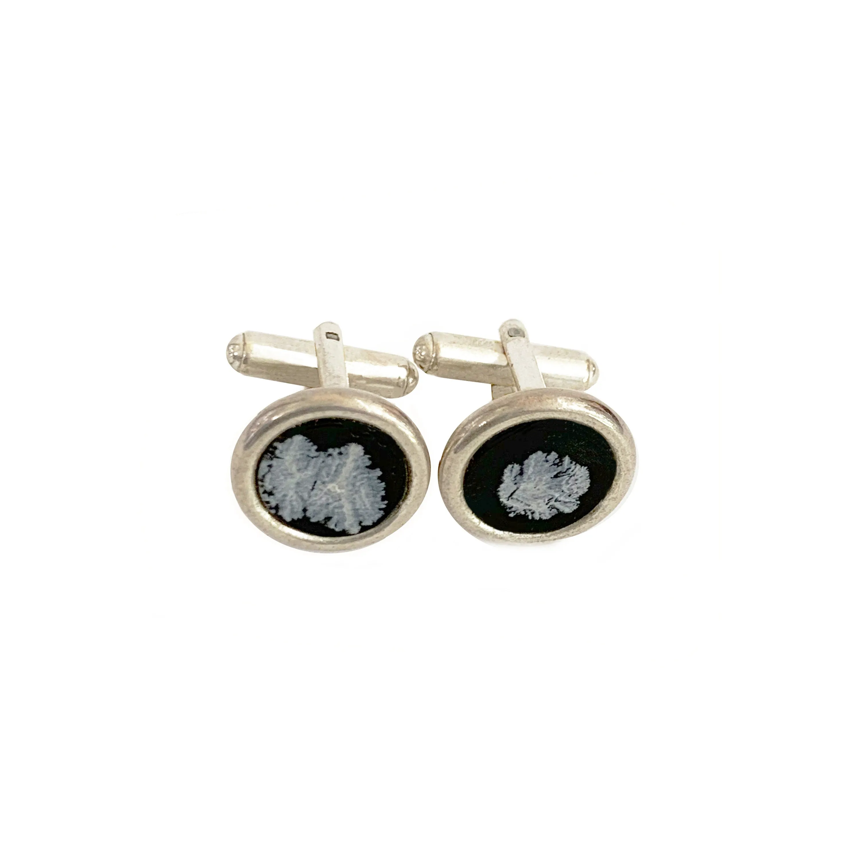 Obsidian Cufflinks in Sterling Silver