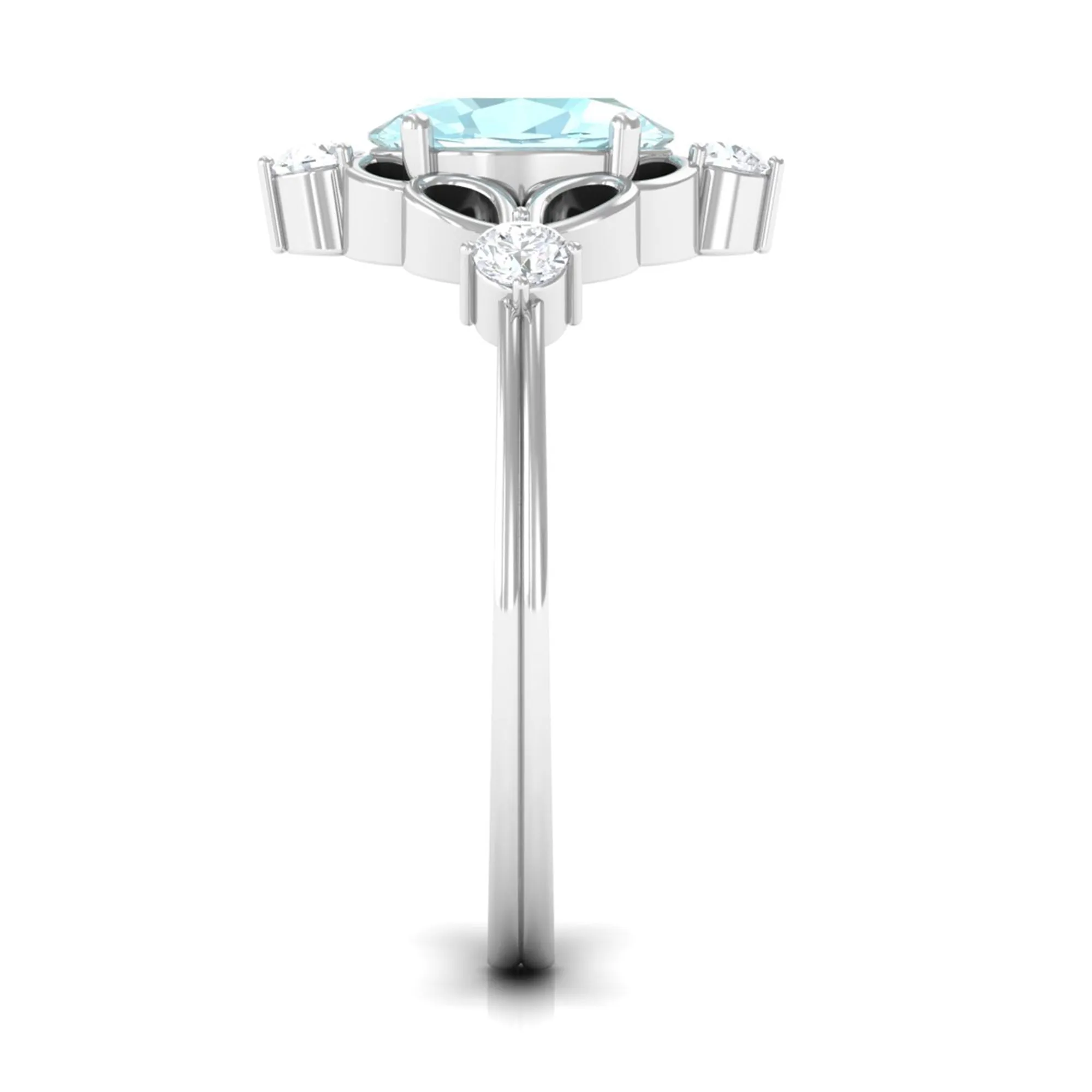 Oval Sky Blue Topaz Cocktail Ring with Diamond