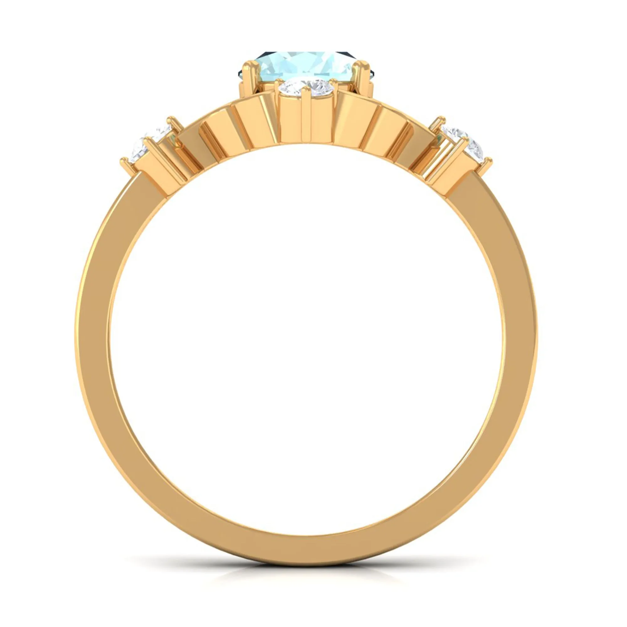 Oval Sky Blue Topaz Cocktail Ring with Diamond