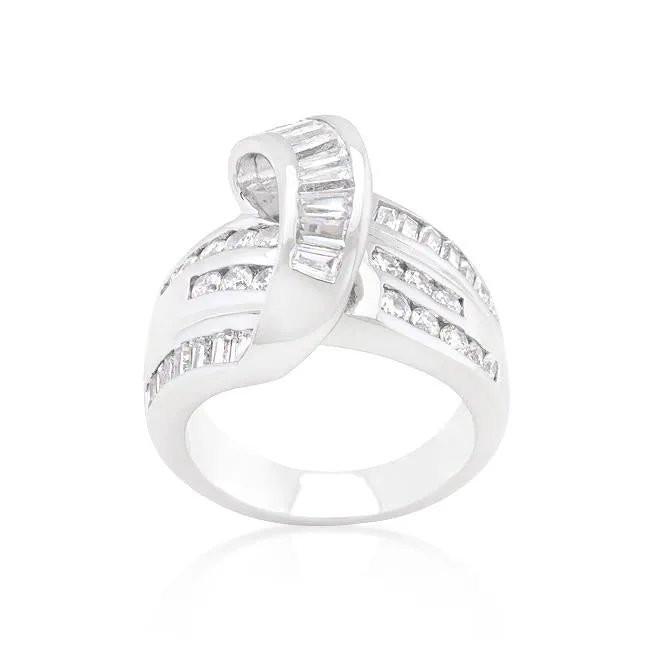 Pat Baguette Channel Set Overlap Ring | 3ct