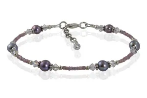 Peacock Pearl Crystal Beaded Anklet