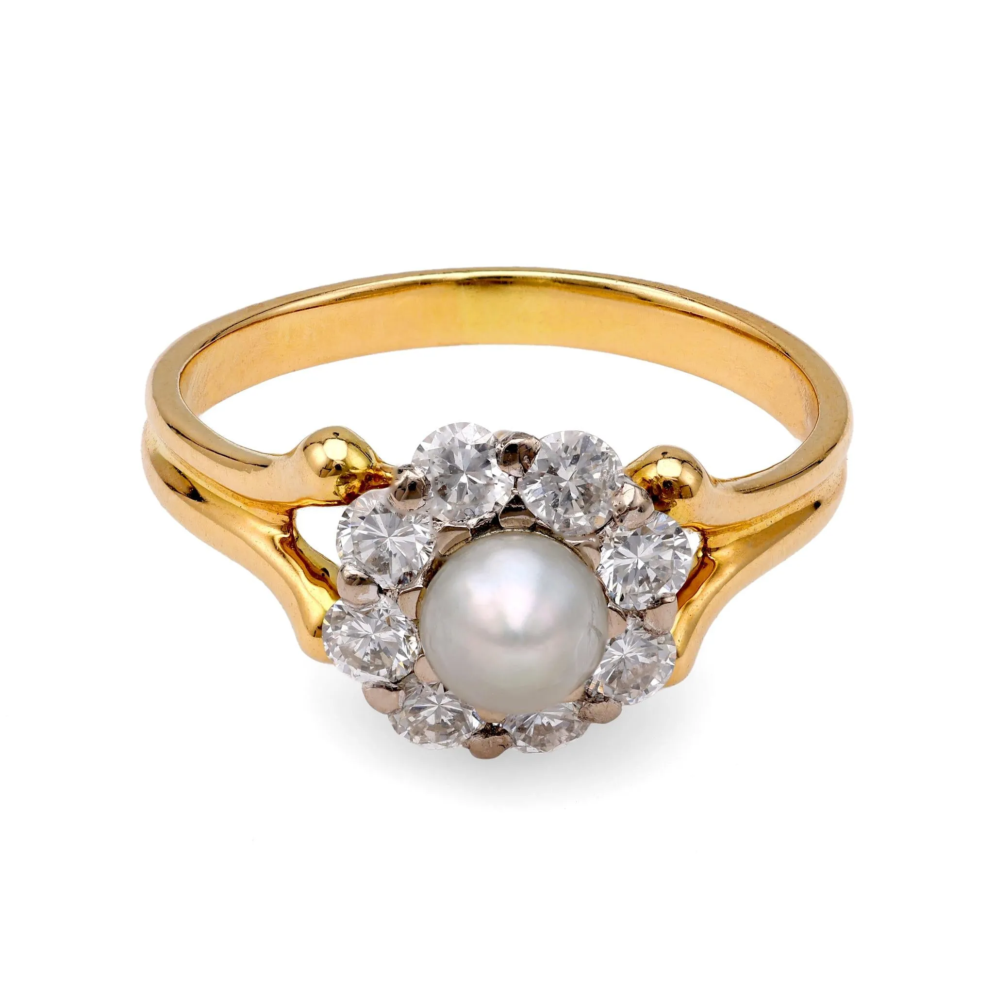 Pearl and Diamond Cluster Ring