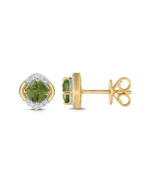 Peridot Earrings - 10ct Yellow Gold Peridot & Diamond Stud Earrings - 788050