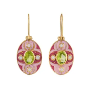 Peridot Pearl 14K Vermeil Enameled Earrings