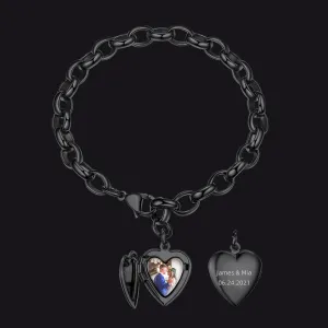 Personalized Heart Picture Locket Bracelets Memorial Gift for Women