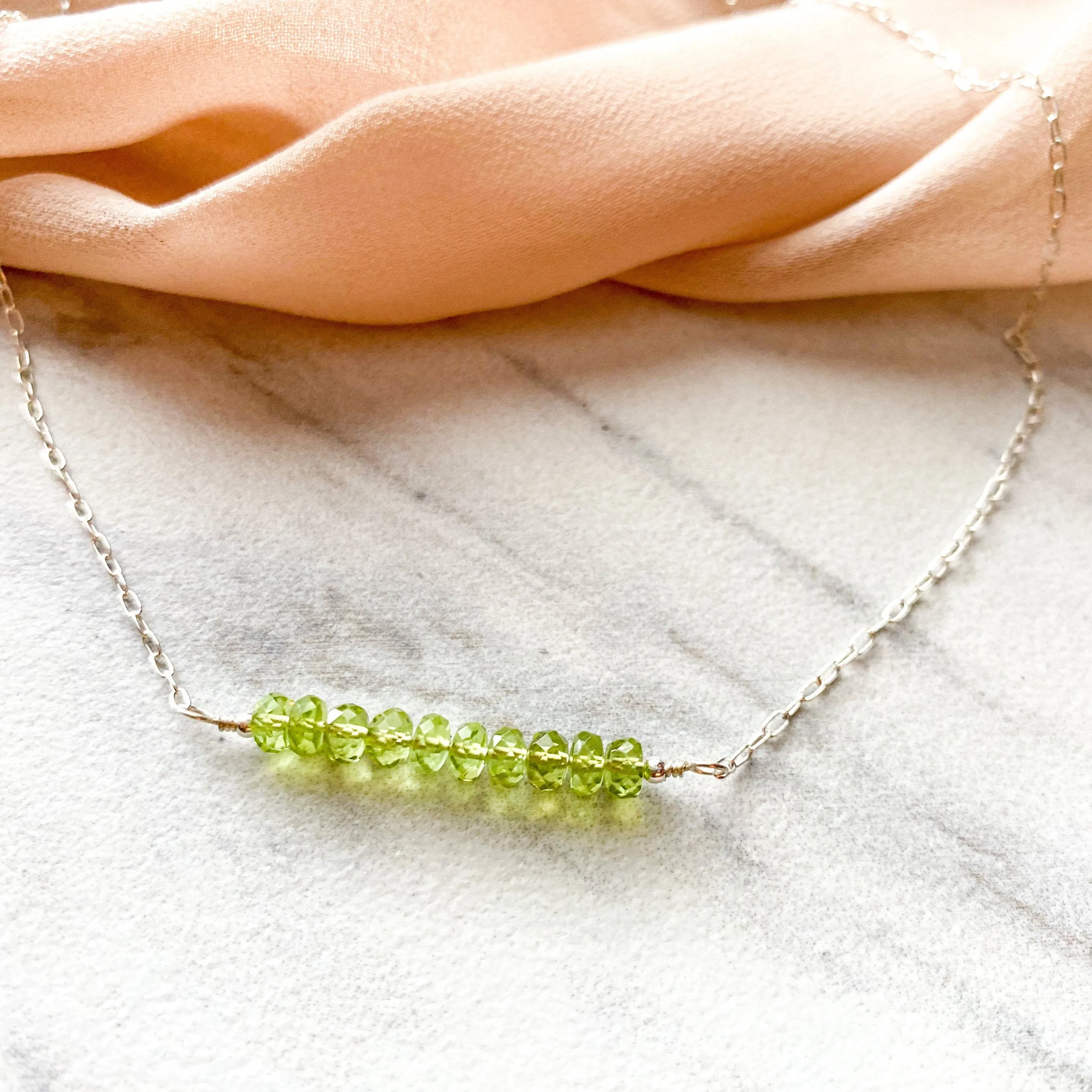 Petite Peridot Signature Bar Necklace