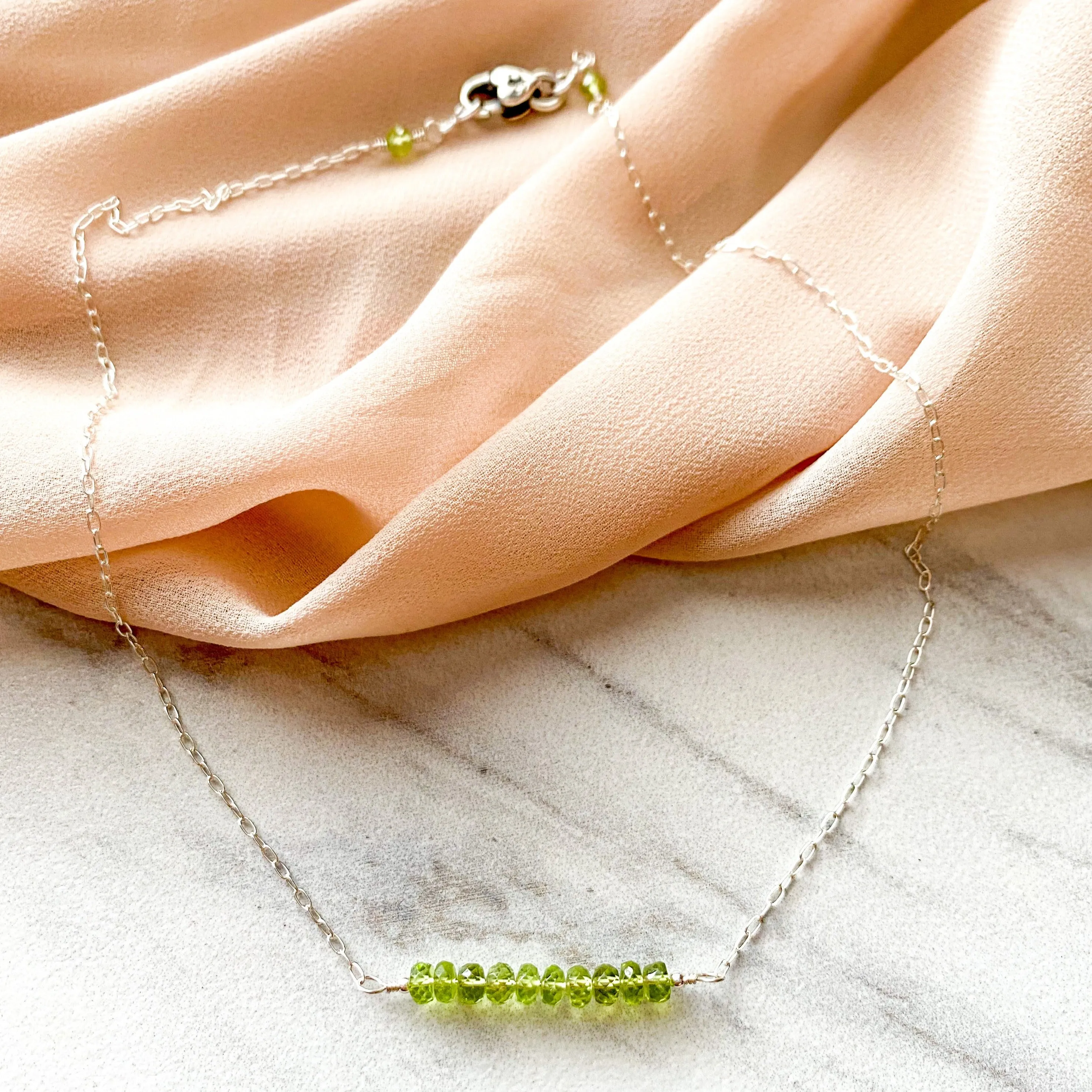 Petite Peridot Signature Bar Necklace