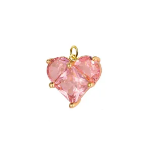 Pink Zircon Heart Charm