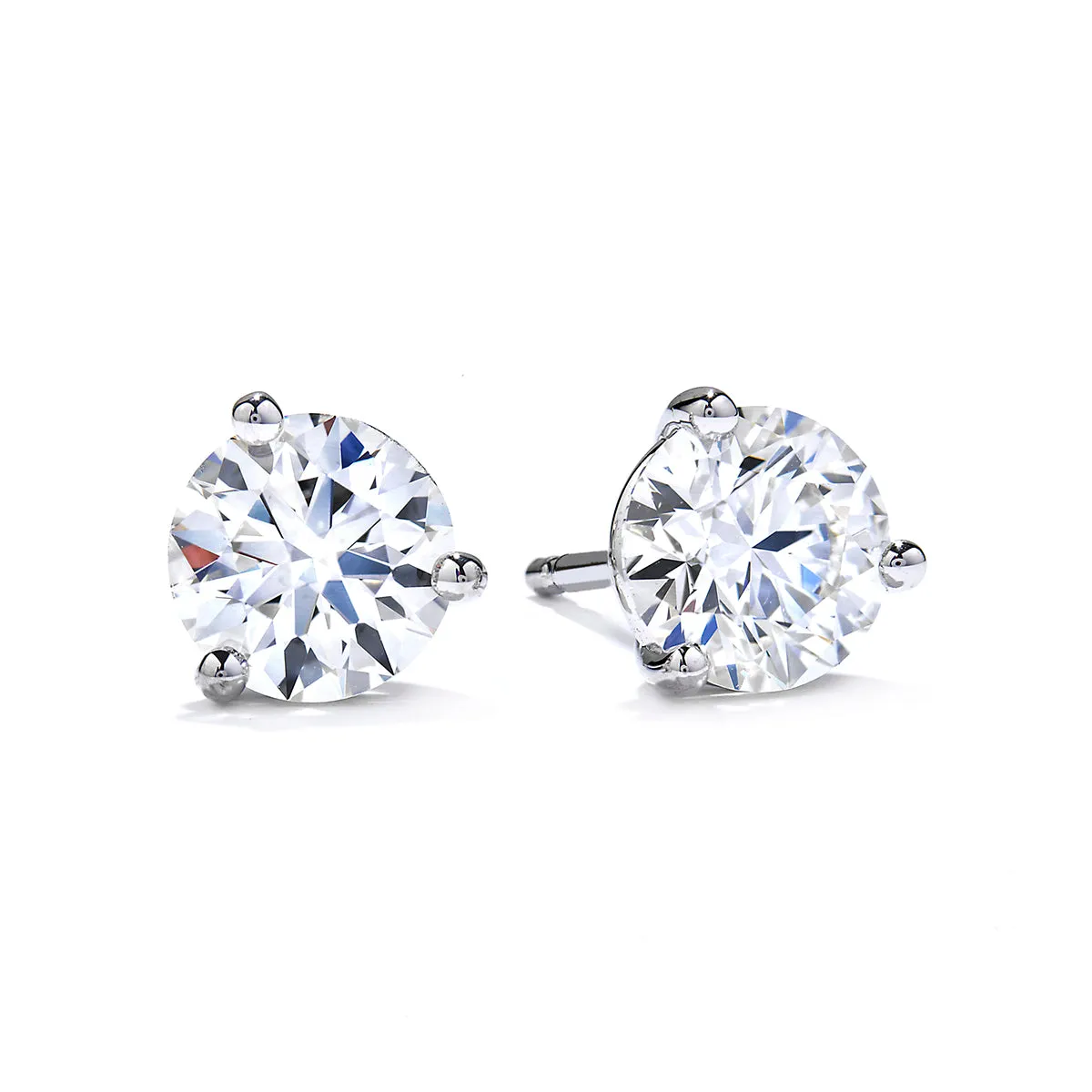 PLAT 2 ROUND BRILLIANT DIAMONDS=3.159CTS (J/IF-VVS2) AGS#, OMD, HEARTS ON FIRE 3-PRONG STUD EARRINGS