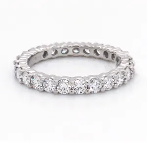 Platinum 30 Full Cut Diamonds = 1.01ct Shared Prong Eternity Wedding Band, Size 6.5