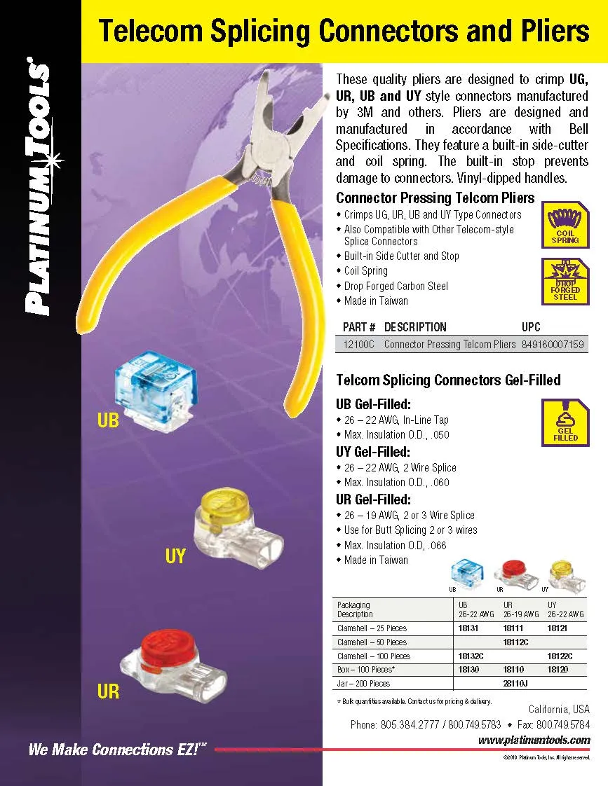 Platinum Tools 18122C UY-Gel FIlled 22-26AGW 100pc