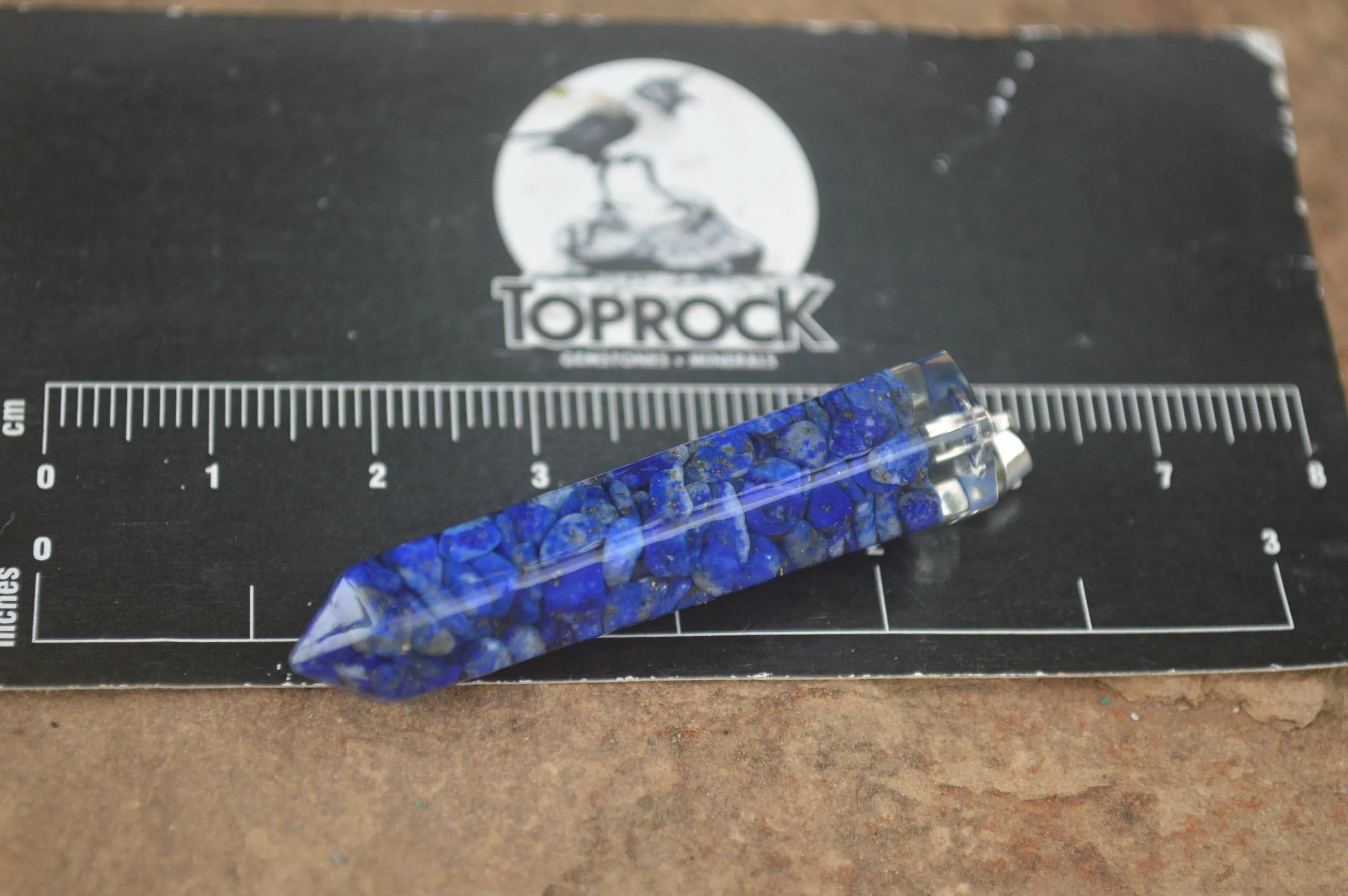 Polished Packaged Hand Crafted Resin Pendant with Lapis Lazuli Chips - sold per piece - From Bulwer, South Africa