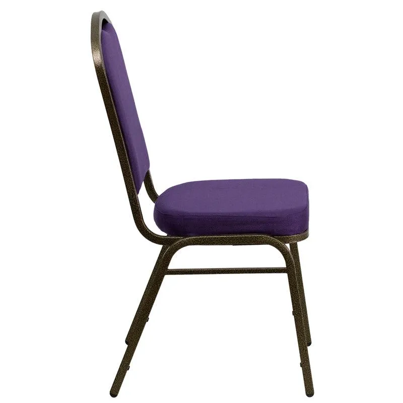 Purple Fabric Stacking Banquet Chair, Gold Frame