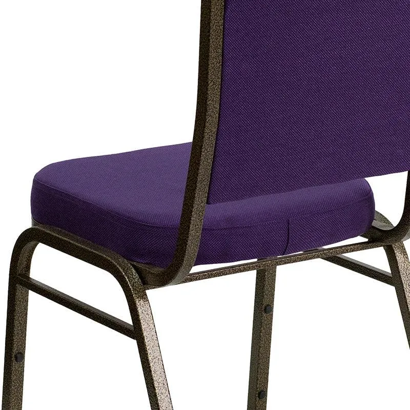 Purple Fabric Stacking Banquet Chair, Gold Frame