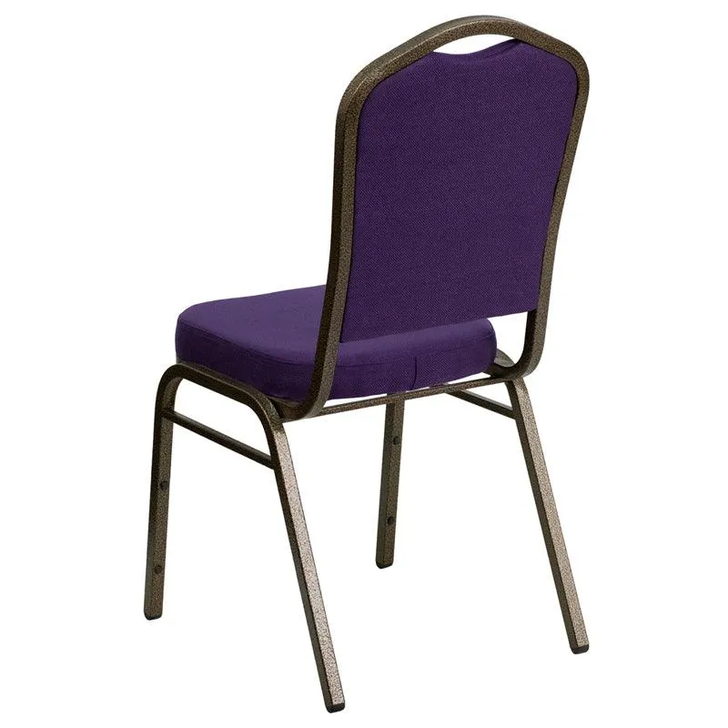 Purple Fabric Stacking Banquet Chair, Gold Frame