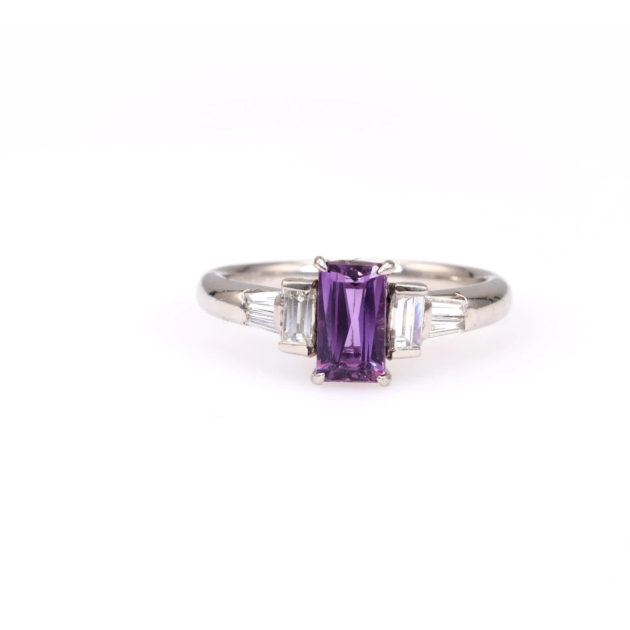 Purple Sapphire Diamond Platinum Ring