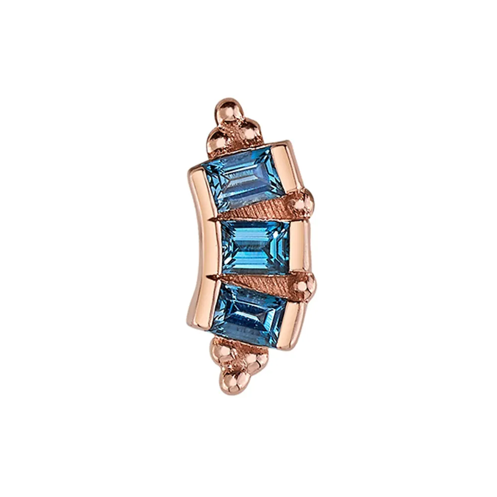 "3 Gem Baguette Panaraya" Threaded End in Gold with London Blue Topaz'