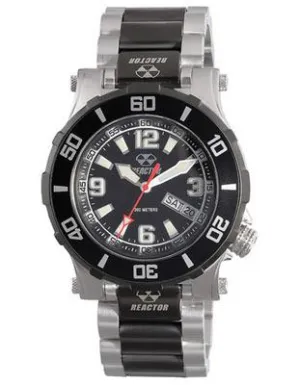 Reactor  Atlas Midsized Dive Watch - Two-Tone Black - Stainless Steel Bracelet