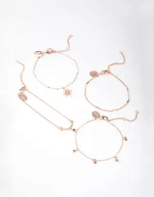 Rose Gold Star & Moon Bracelet & Anklet Pack