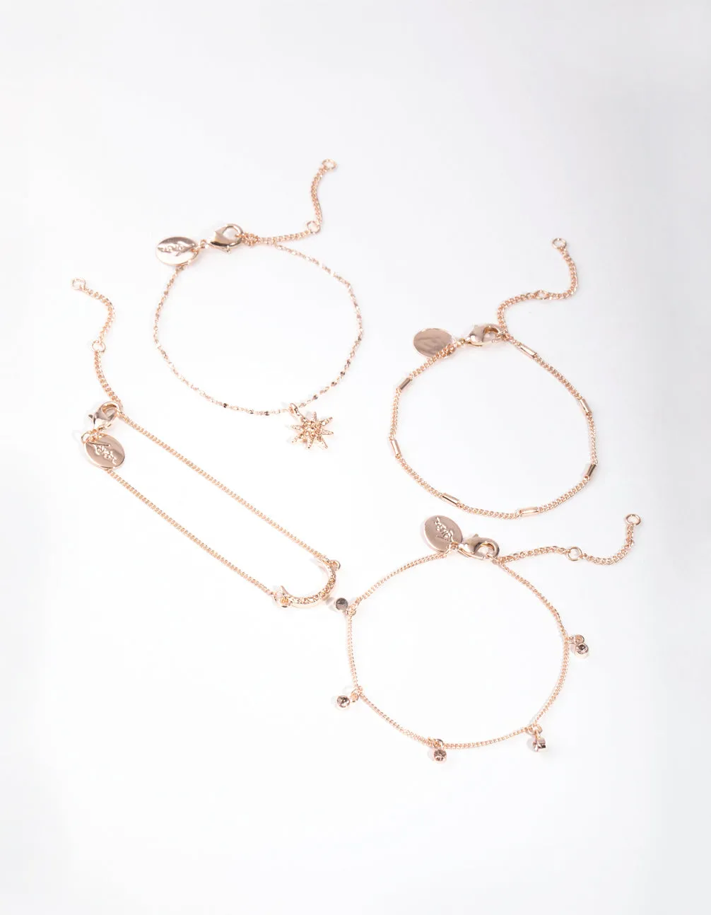 Rose Gold Star & Moon Bracelet & Anklet Pack