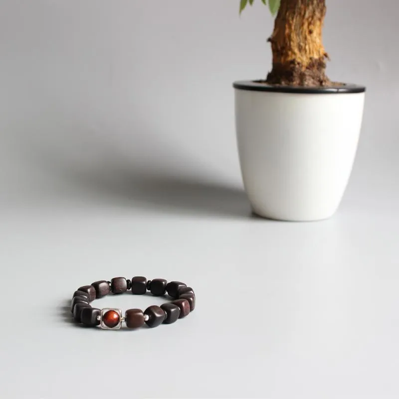 Sandalwood & Red Tiger Eye Stone Jupiter Bracelet