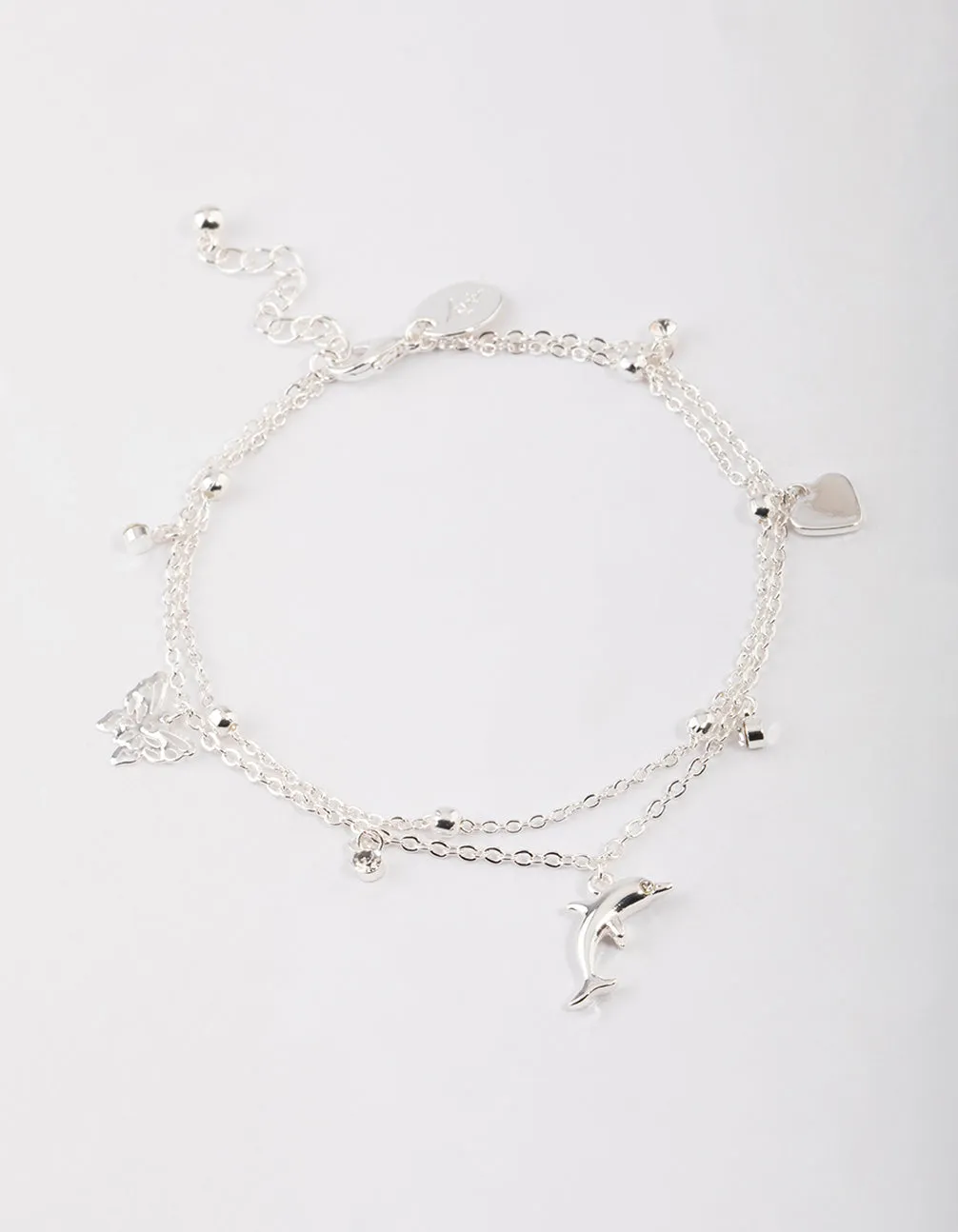 Silver Animal & Diamante Charm Anklet Pack