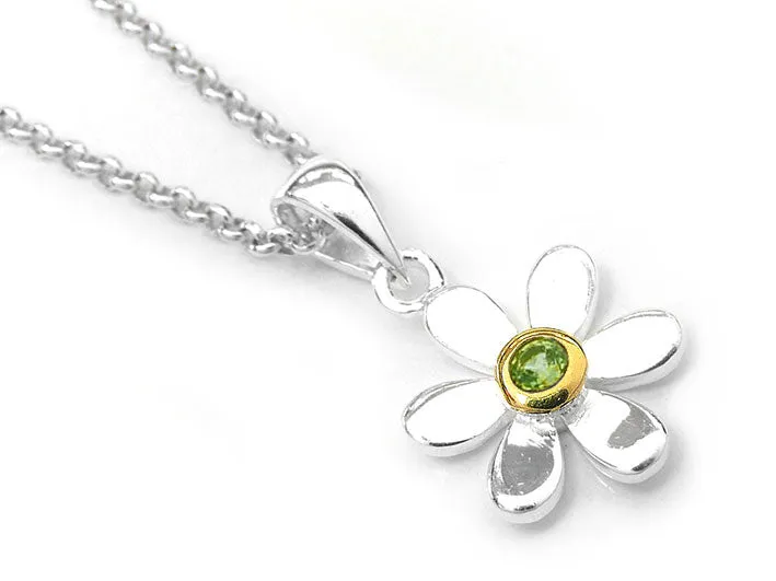 Silver Earrings - Pretty Daisy Peridot