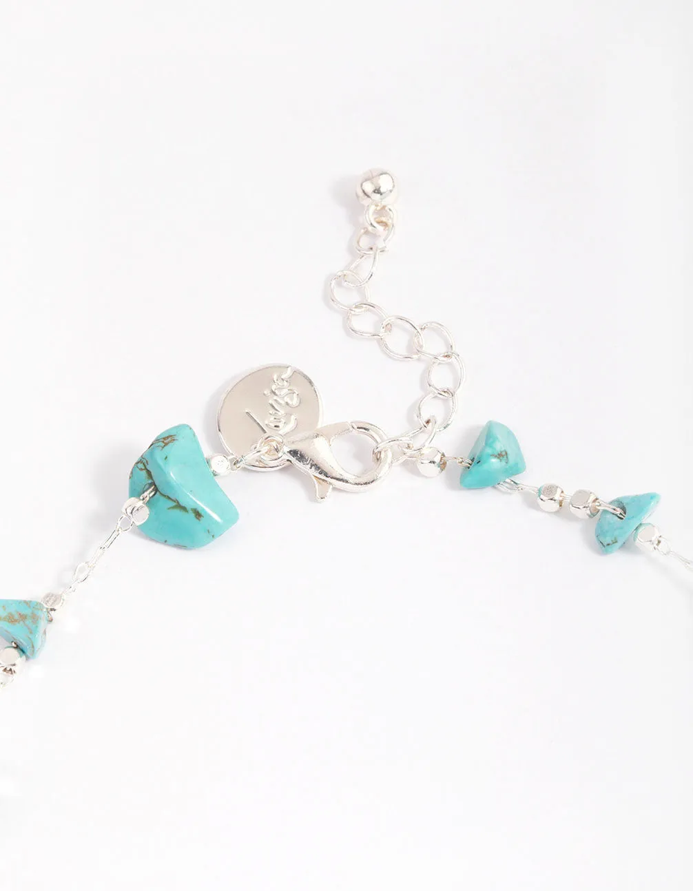 Silver Turquoise Dainty Chip Anklet