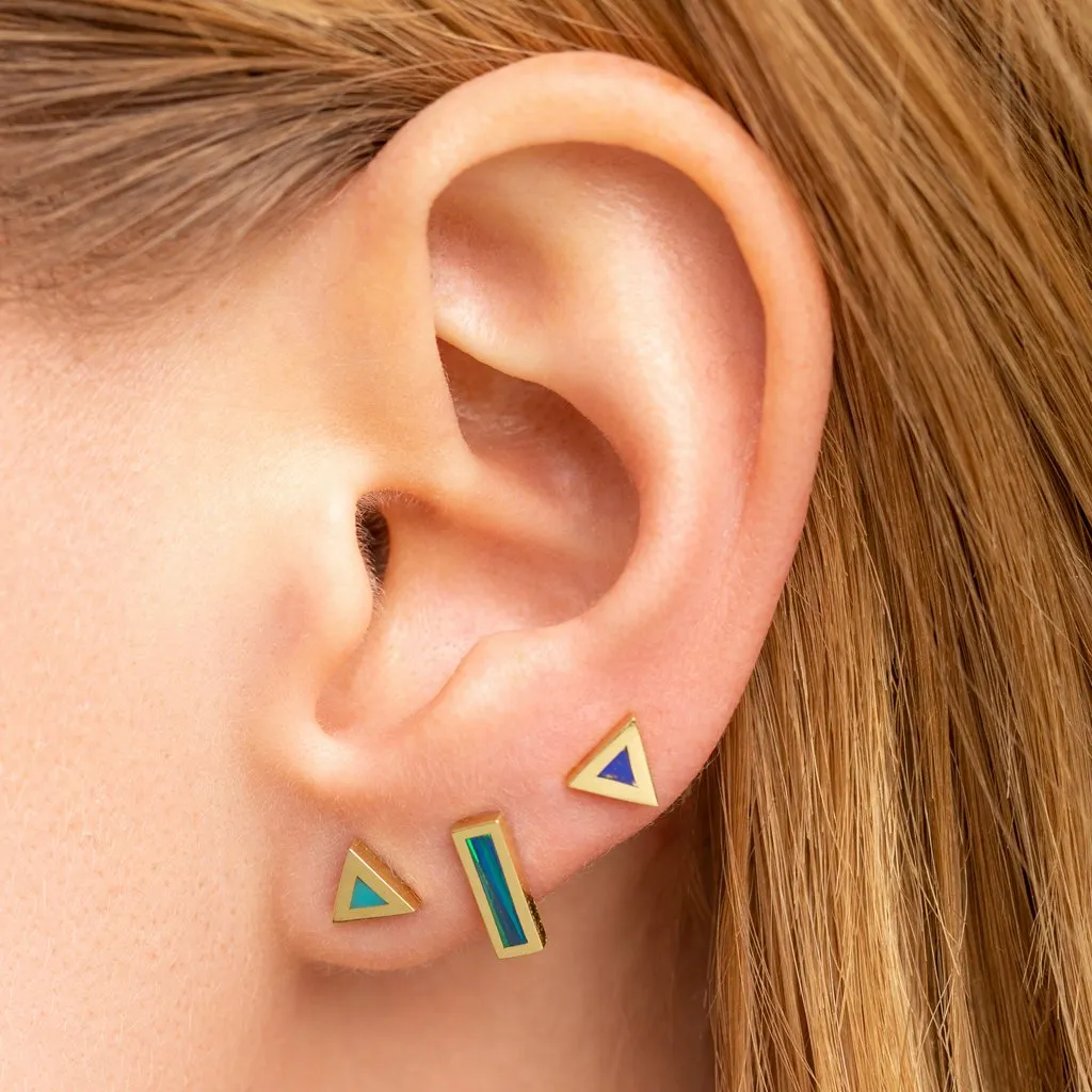 Single Lapis Inlay Triangle Stud