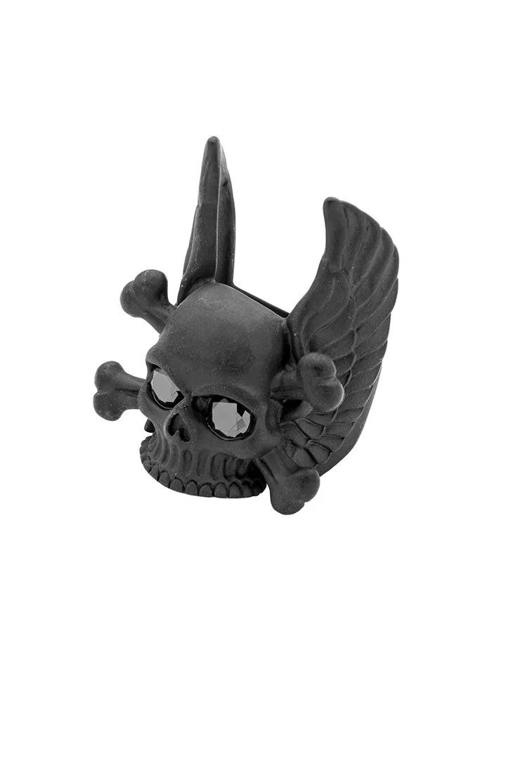 Skull with Wing Zircon Ring