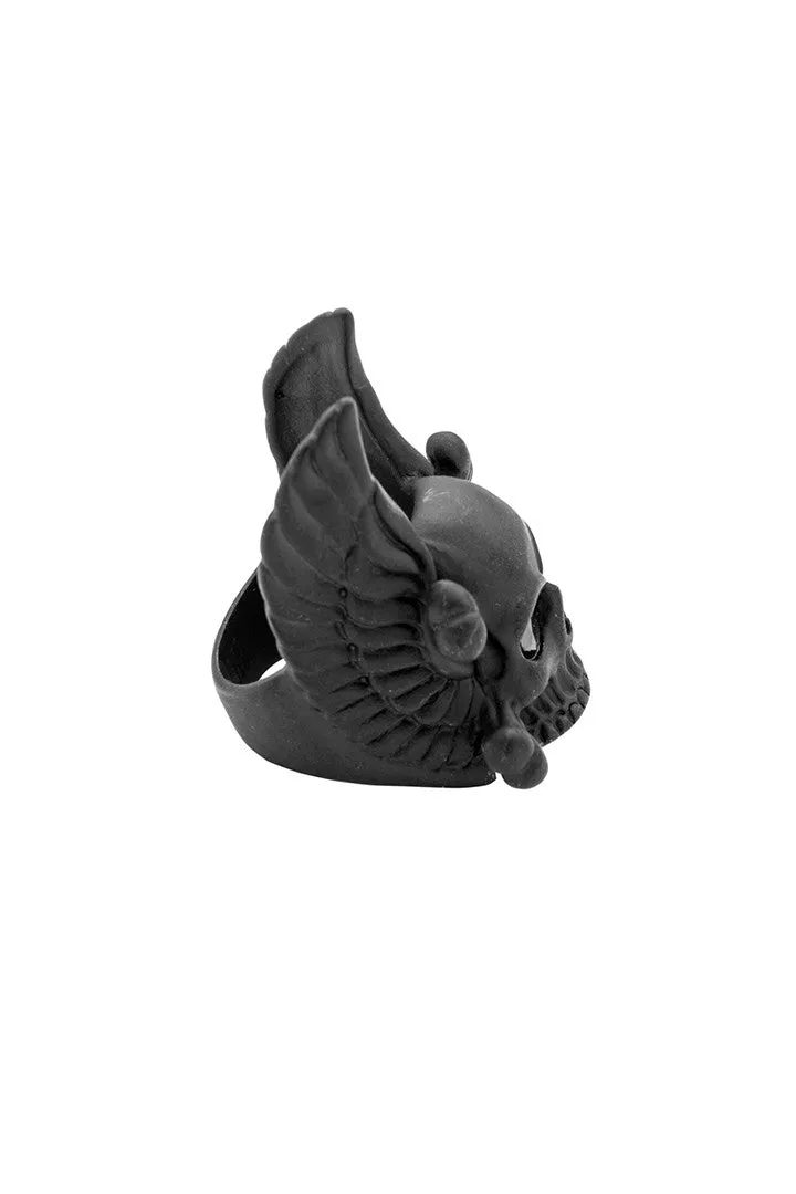 Skull with Wing Zircon Ring