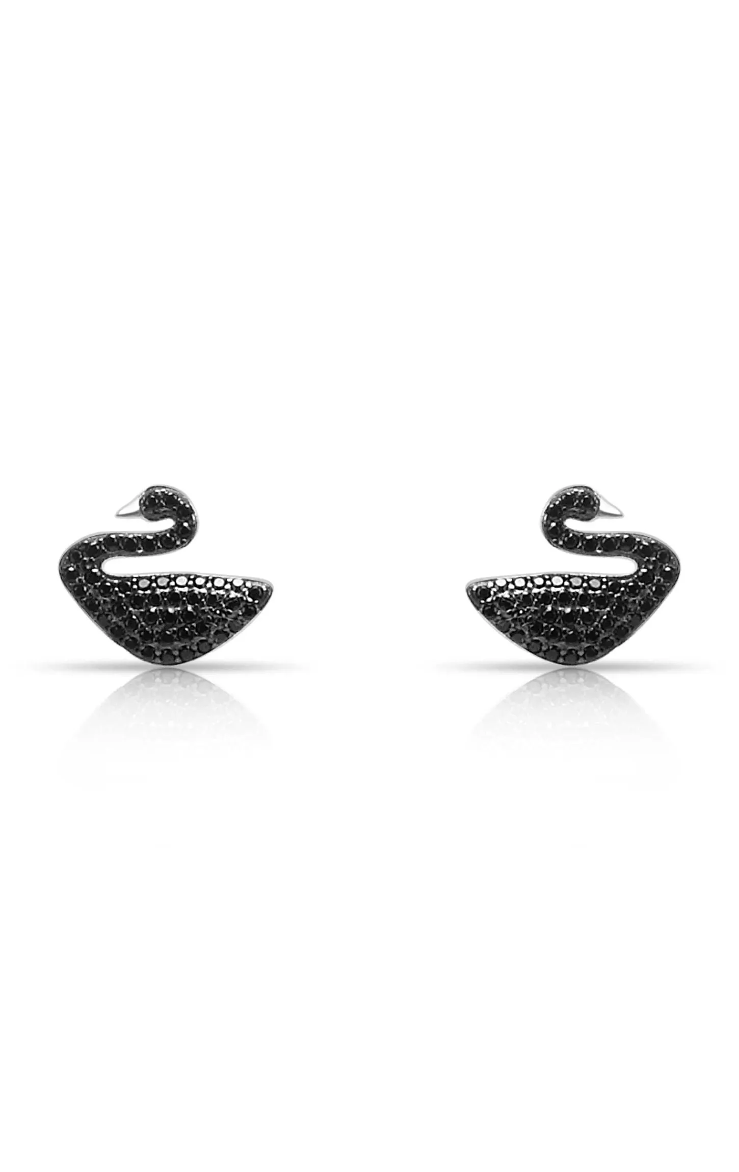 Solemn Black Swan Pendant Set Silver