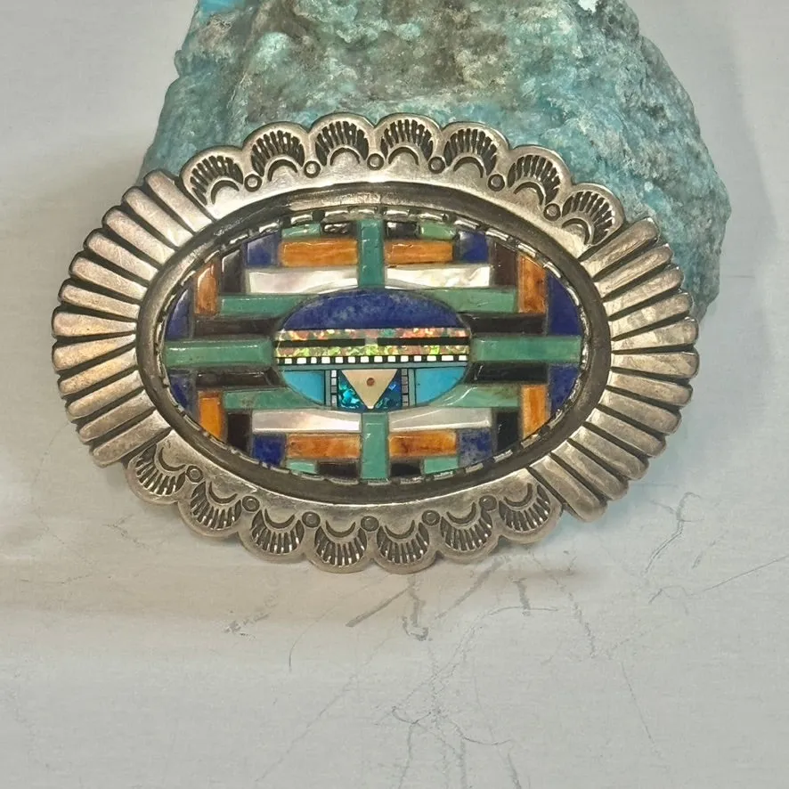 Southwest Style Sterling Silver Inlay Buckle