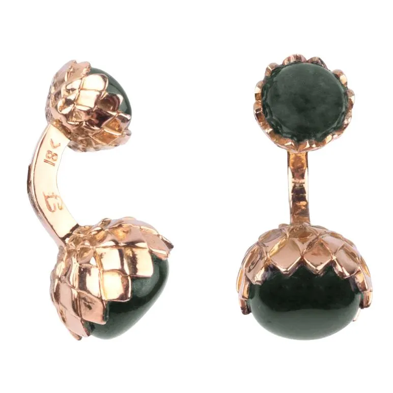 Sovereign Grade Gold Lotus Flower Jade Cufflinks