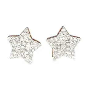 Star Baguette Diamond Earrings .90cttw 10K Yellow Gold