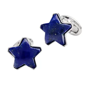 Star Blue Lapis Gemstone Sterling Silver Cufflinks