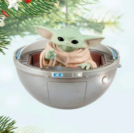 Star Wars: The Mandalorian™ Grogu™ in Hovering Pram Ornament With Light, Sound and Motion