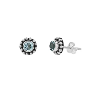 Sterling Silver Gemstone Flower Stud