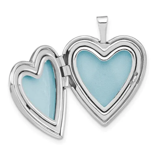 Sterling Silver Rhodium-plated Diamond Wings 20mm Heart Locket