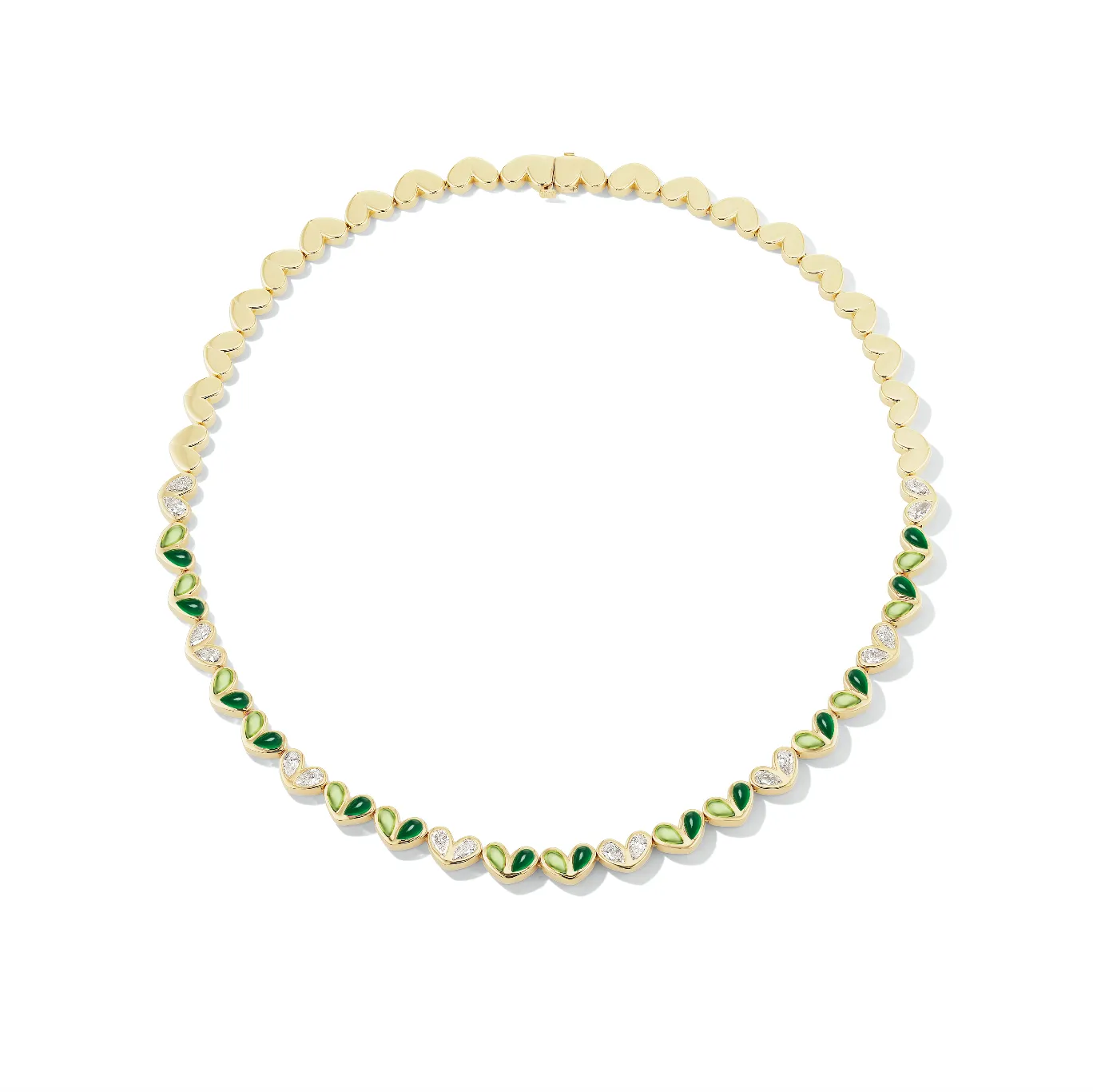 Sweetheart Tennis Necklace Diamond Peridot & Emerald