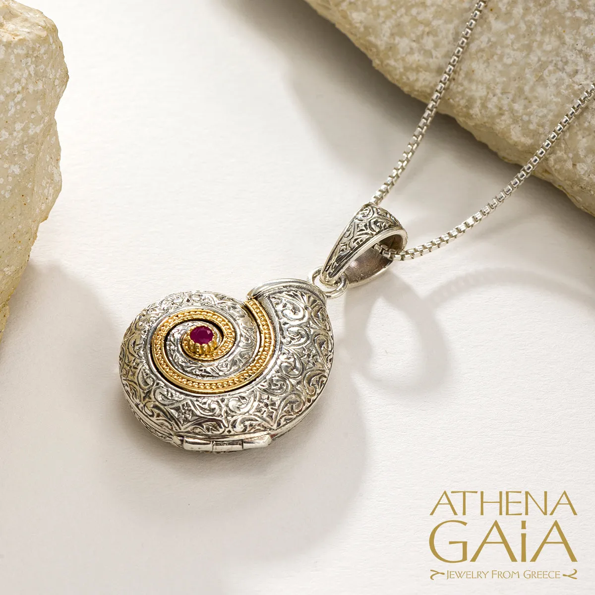 Thalassa Sea Snail Locket with Stone